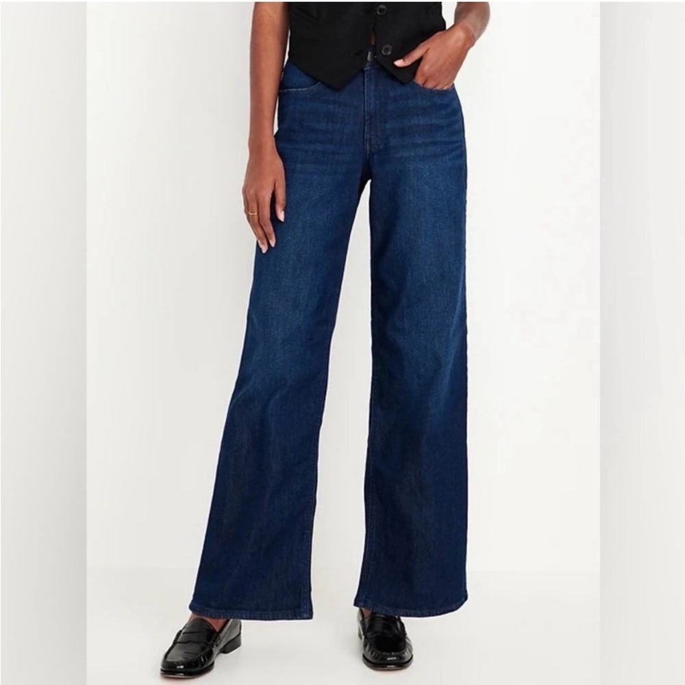 Old Navy Blue Wow High Rise Wide-Leg Jeans 12 - Picture 3 of 11